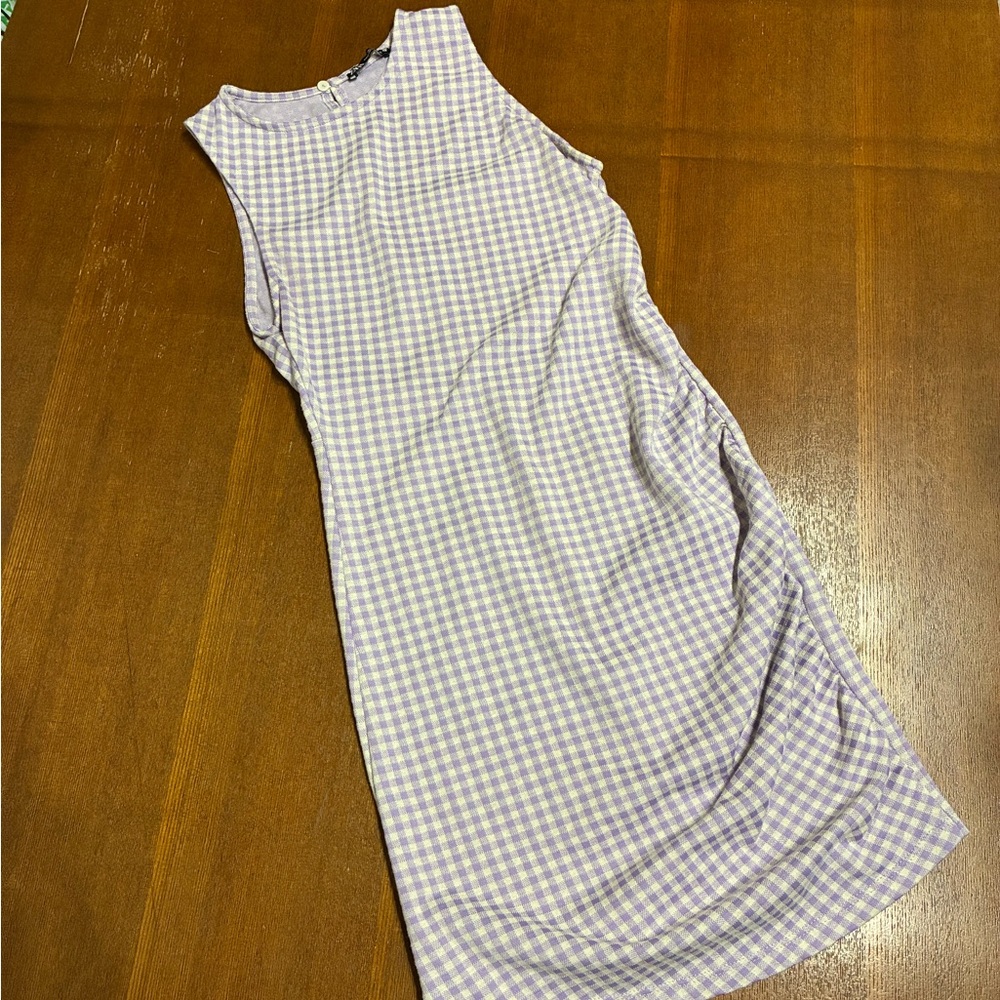 Zara Lavender Checkered Mini Dress